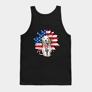 Dalmatian American Flag Sunflower Tank Top